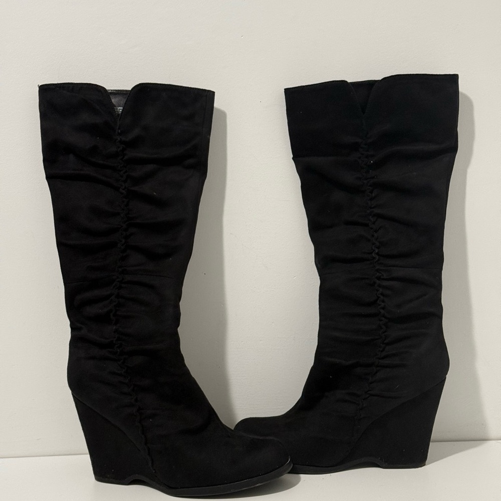 MIA Biscuit Black Knee High Boots Size 8.5 Medium